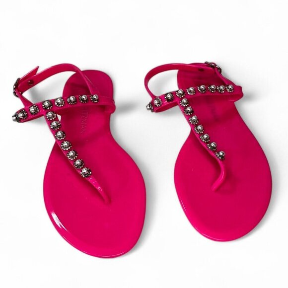 Stuart Weitzman Goldie Pearl Crystal Jelly Thong Sandal - Pink Sz US 8, EU 38.5 - Picture 1 of 15
